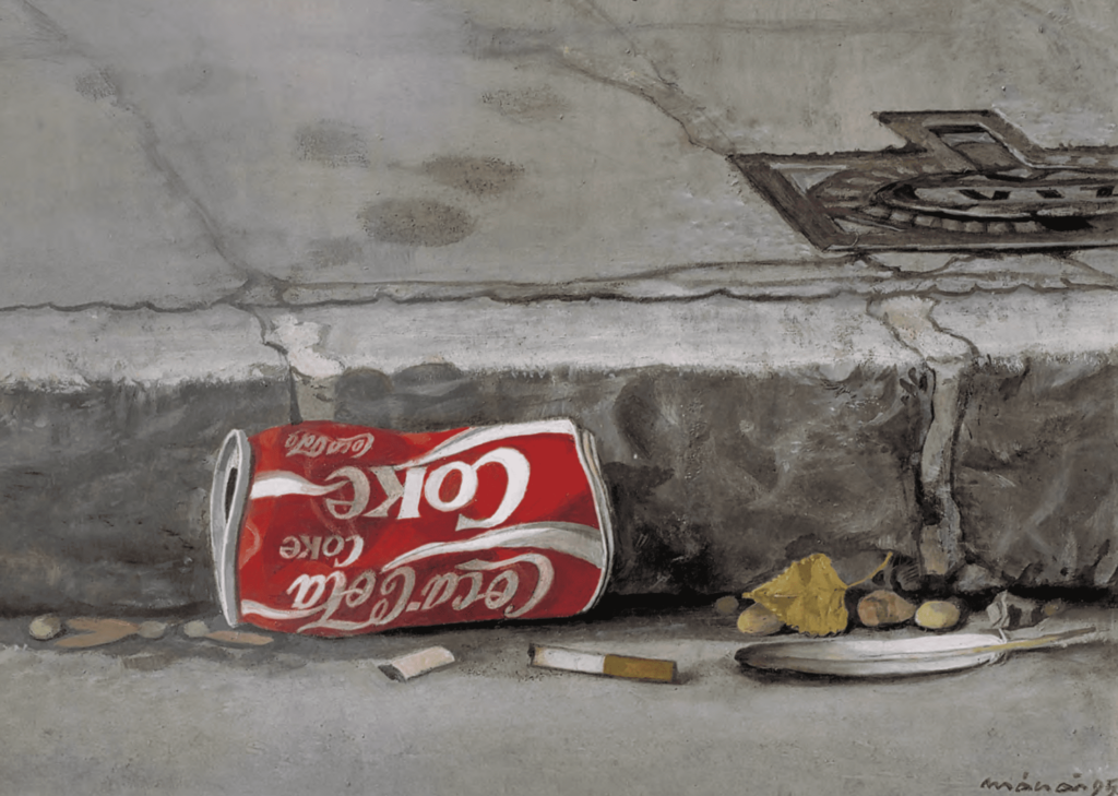 Coca-Cola, 1995, olaj, farostlemez, 30x40 cm, j.: j.l.: Mácsai 95